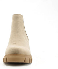 Soda Pioneer Lt-Wheat Lug Sole Elastic Gore Chelsea Fashion Wide Ankle Boots