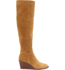 1.State Kern Marigold Tan Suede Knee High Low Wedge Pointed Toe Dress Boots