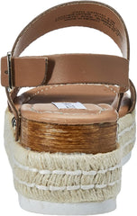 Steve Madden Catia Natural Leather Ankle Strap Open Toe Wedge Espadrille Sandals