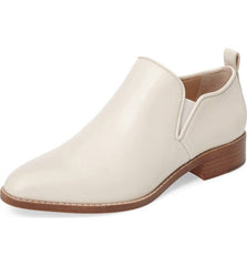 Pour La Victoire Felina Vanilla White Leather Almond Toe Man-Tailored Loafers