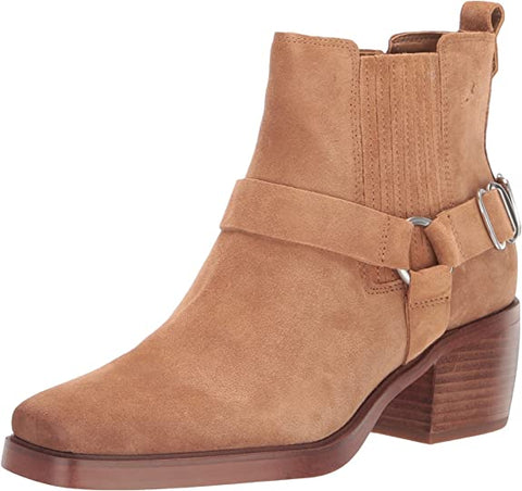 Sam Edelman Bellamie Camel Stacked Heel Squared Toe Pull On Fashion Ankle Boots