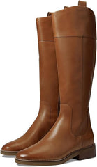 Cole Haan Hampshire British Tan Leather Rounded Toe Pull On Stacked Heel Boots