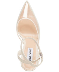 Steve Madden Alessi Clear Pointed Toe Ankle Strap Cushioned Two-Piece Pumps