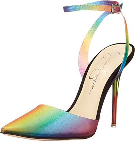 Jessica Simpson Pirrie Rainbow Matte Stiletto Heel Pointed Toe Ankle Strap Pumps