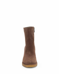 Vince Camuto Bevvisa Sable Brown Leather Fur Lined Wedge Heeled Ankle Booties