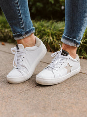 Steve Madden Starling White Multi Star Fashion Low Top Lace Up Star Sneakers