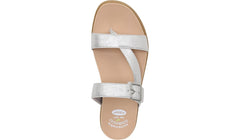 Dr. Scholl's Island Dream Silver Slip On Open Toe Straps Flat Slide Sandals