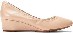 Cole Haan Sloane Nude Leather Slip On Pointed Toe Wedge Heeled Classic Sandals