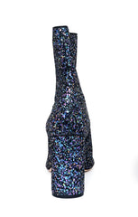 Schutz Black Sparkly Glitter Block Heel Dress Ankle Bootie