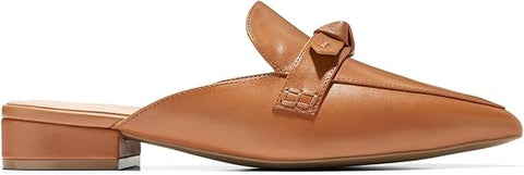 Cole Haan Piper Bow Pecan Leather Pointed Toe Slip On Classic Mules Shoes