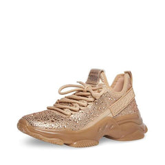 Steve Madden Maxima Lace Up Sculpted Sole Glitzy Accent Sneakers Rose Gold