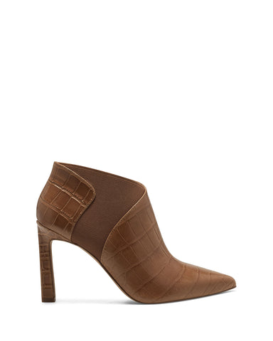Vince Camuto Sindarah Tawny Birch Dark Brown Stiletto Pointed Toe Ankle Booties