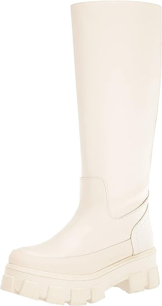 Circus by Sam Edelman Dollie White Pull On Round Toe Chunky Heel Tall Boots