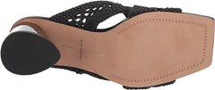 Dolce Vita Patch Black Woven Slip On Squared Open Toe Block Heeled Sandals