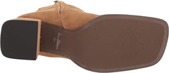 Sam Edelman Mayla Sandstone Block Heel Squared Toe Fashion Leather Ankle Boots