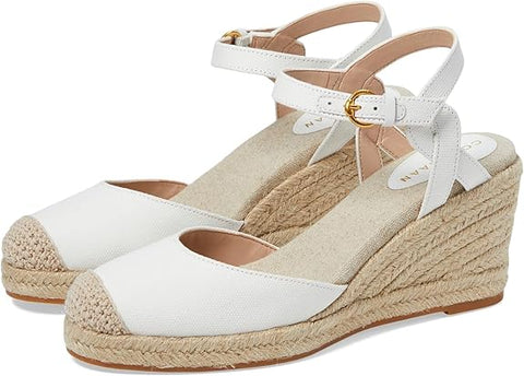 Cole Haan Cloudfeel Espadrille White Linen/Nat Jute Wedge Heeled Sandals