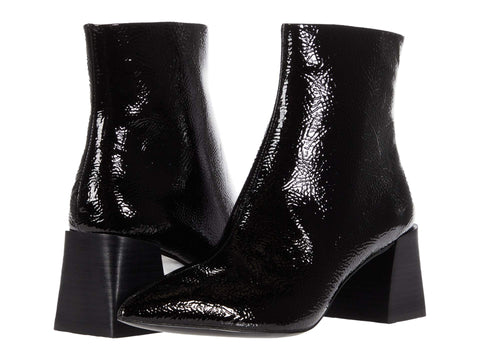 Steve Madden Women's Elaria Black Patent Block Heel Pointed Toe Fashion Booties