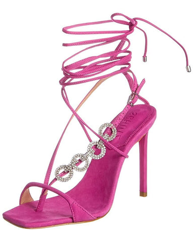 Schutz Vikki Glam Very Pink Ankle Strap Lace Up Open Toe High Heel Tie Up Sandal