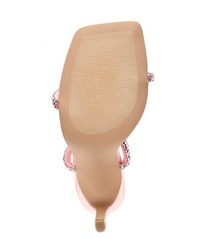 Steve Madden Uplift-R Light Pink Strappy Open Toe Rhinestone Stiletto High Heel Sandal