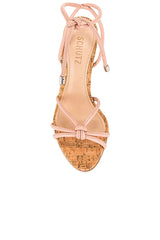 Schutz Suzy Sweet Rose Multistraps Lace Up Open Toe Block High Heel Sandals