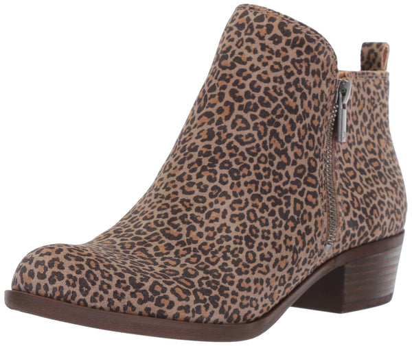 Lucky Brand Women's Basel Ankle Bootie Eyelash Leopard Low Cut Dress Booties