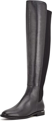 Nine West Allair8 Black4 Stacked Heel Rounded Toe Over The Knee Fashion Boots