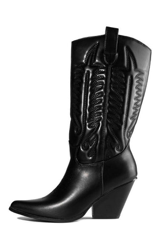 Southern Belle Western Tall Shaft Pointed Toe Block Heel Cowboy Cowgirl Mid Calf Fashion Boot