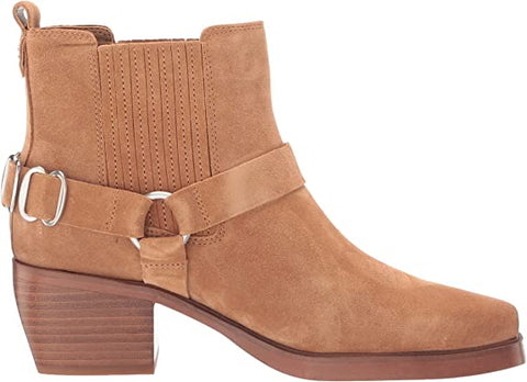 Sam Edelman Bellamie Camel Stacked Heel Squared Toe Pull On Fashion Ankle Boots