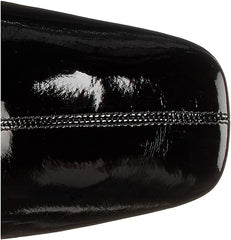 Sam Edelman Codie Black Patent Side Zipper Squared Toe Block Heel Fashion Boots
