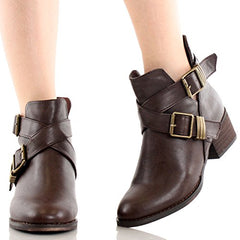 Breckelles Bronco-11 Brown Vegan Leather Bootie