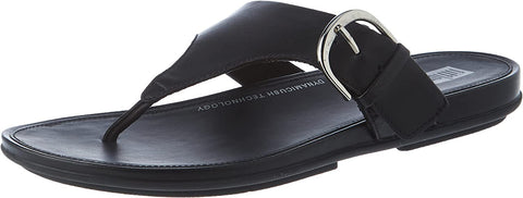FitFlop Gracie All Black Adjustable Buckle Strap Open Round Toe Slip On Sandals