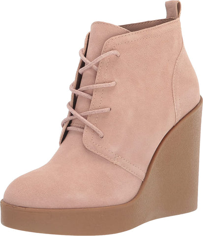 Jessica Simpson Mesila Wedge Closed Rounded Toe Lace Up Ankle Booties Cheyenne