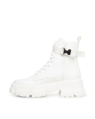 Steve Madden Thora-P White Fashion Pouch Extra Chunky Platform Ankle Combat Boots