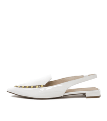 Cecelia New York Cleo Embellished Slingback Pointed Toe Flats White Patent Clear