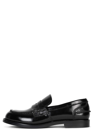 Jeffrey Campbell Colleague Black Leather Round Toe Slip On Fashion Flats Loafers