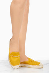 Cape Robbin Sage Mustard Faux Suede Espadrille Open Back Bit Mules Flats Slides