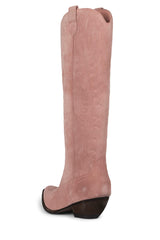 Jeffrey Campbell Calvera Pink Suede Pointed Western Angled Heel Knee High Boots