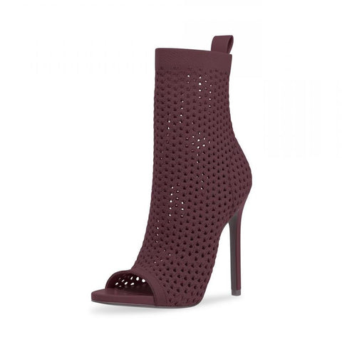 Steve Madden Evelina Burgundy Pull On Rounded Open Toe Ankle Fashion Boots