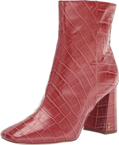 Sam Edelman Codie Rose Stucco Side Zipper Squared Toe Block Heel Fashion Boots