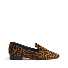 Schutz Graca Leopard Print Genuine Calf Hair Loafer Slip On Sandstone Black