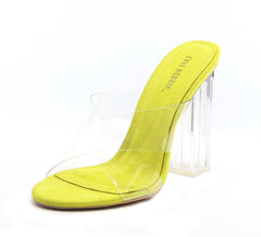 Cape Robbin Jolie Lime Transparent Cris Cross and Block Heel Open Toe Sandals