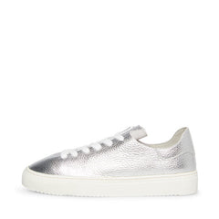 Steve Madden Dorey Silver Lace Up Rounded Toe Low Top Flat Fashion Sneakers