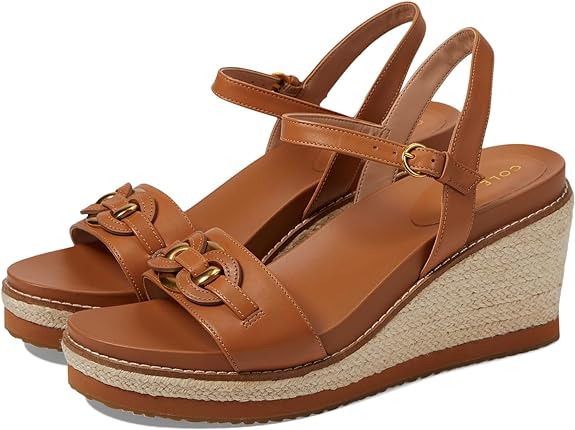 Cole Haan Cloudfeel Espadrille Link Brown Open Toe Ankle Strap Wedge Heel Sandal