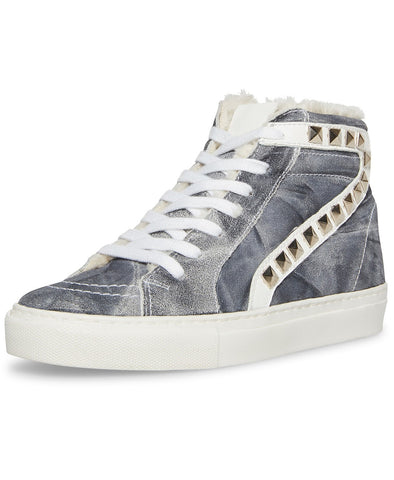 Steve Madden Tracey-F Blue Multi High-Top Lace Up Round Toe Embellished Sneakers