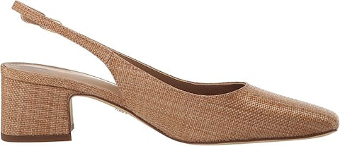 Sam Edelman Terra Buff Tan Slingback Strap Squared Toe Block Heeled Pumps