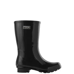 Roma Women's Emma Black Mid High Ankle Vegan Rain Boots Waterproof, Black