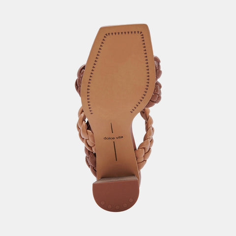 Dolce Vita Partha Brown Multi Stella Slip On Square Open Toe Block Heeled Sandal