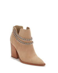 Vince Camuto Gallzy Tortilla Nude Leather Pointed toe Double Chain Ankle Booties