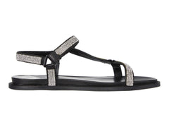 Vince Camuto Arabelem Black Crystal Ankle Strap Fashion Rhinestone Flat Sandals