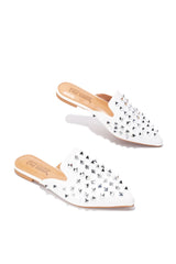 Cape Robbin Enny White Slip On Closed Pointed Toe Embellishment Detailed Sandals